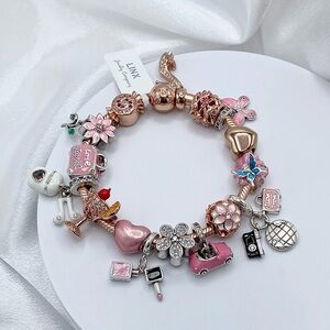 Linx Rose Gold Bracelet with Pink Silver and Rose GoldThemed Charms
